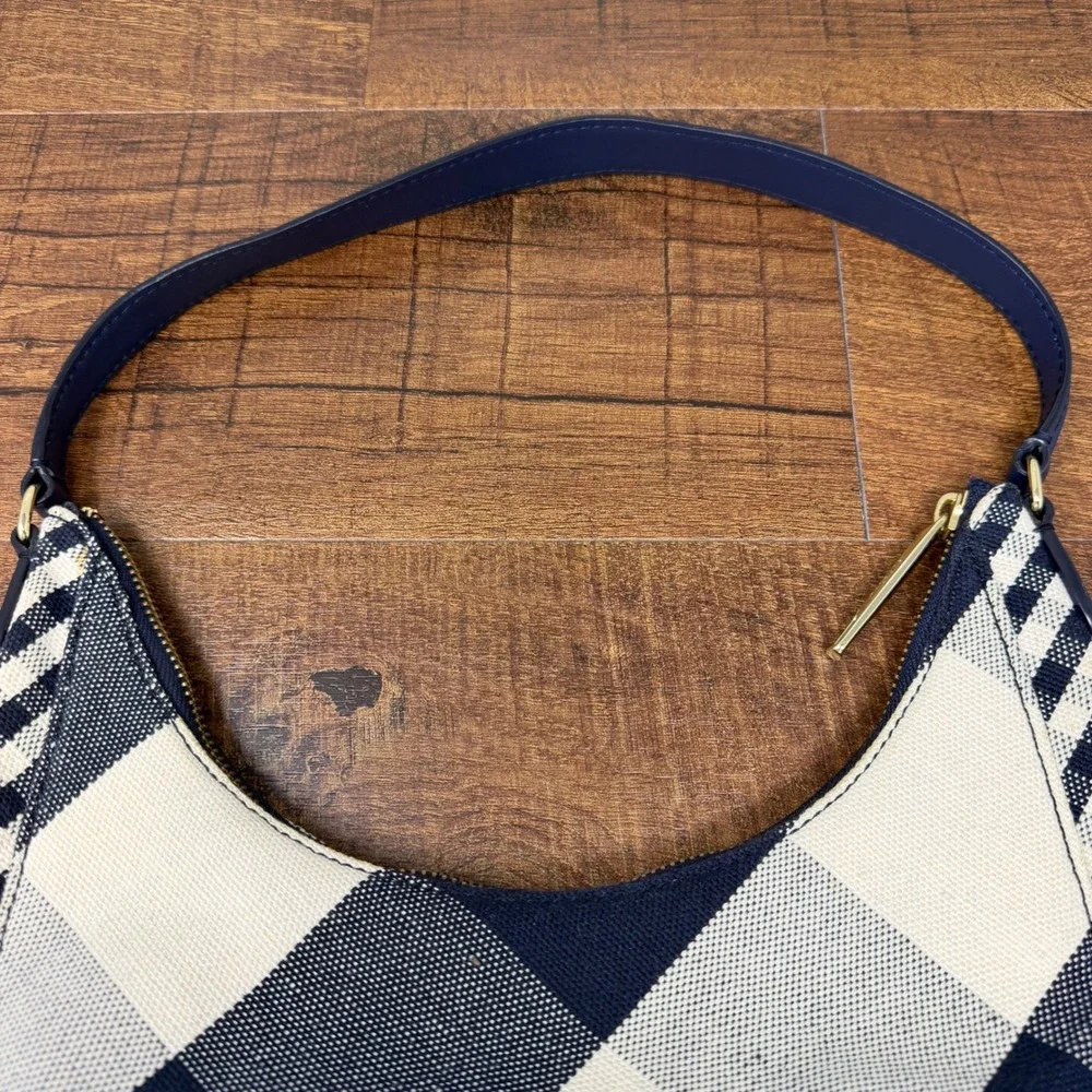 Talbots Navy & Cream Gingham Hobo Shoulder Bag